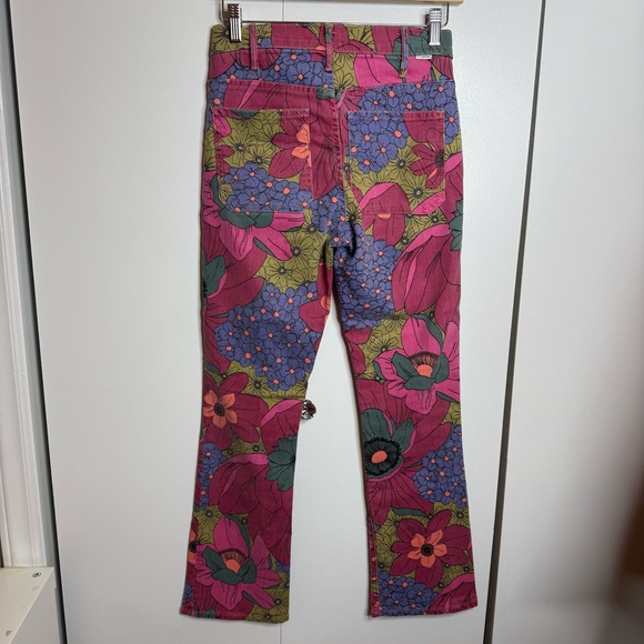 Mother The Patch Pocket Insider Flood Jean Colorful Floral Size 26 - Picture 5 of 13
